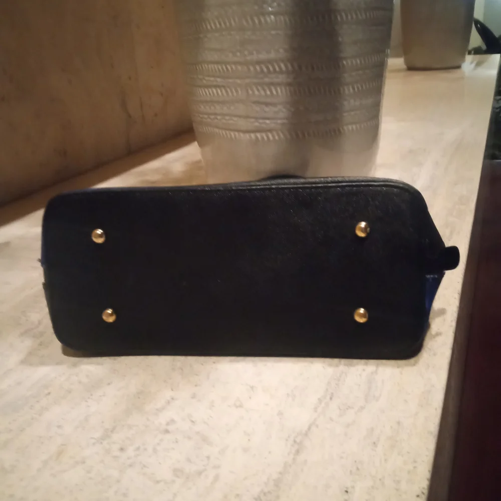 Luxurious Black and Blue Floral Satchel